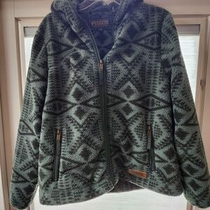 Pendleton Green Patterned Zip-Up Hooded Fleece Jacket
